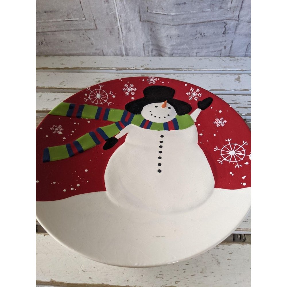 St Nicholas square‎ jolly snowman dinner plate x-ma